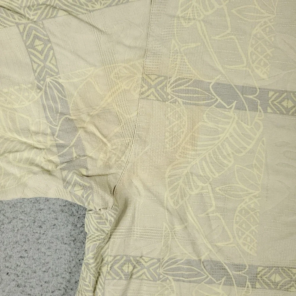 Tommy Bahama Shirt Mens Large Ivory Silk Tropical Camp Hawaiian Button Up * - Picture 3 of 8